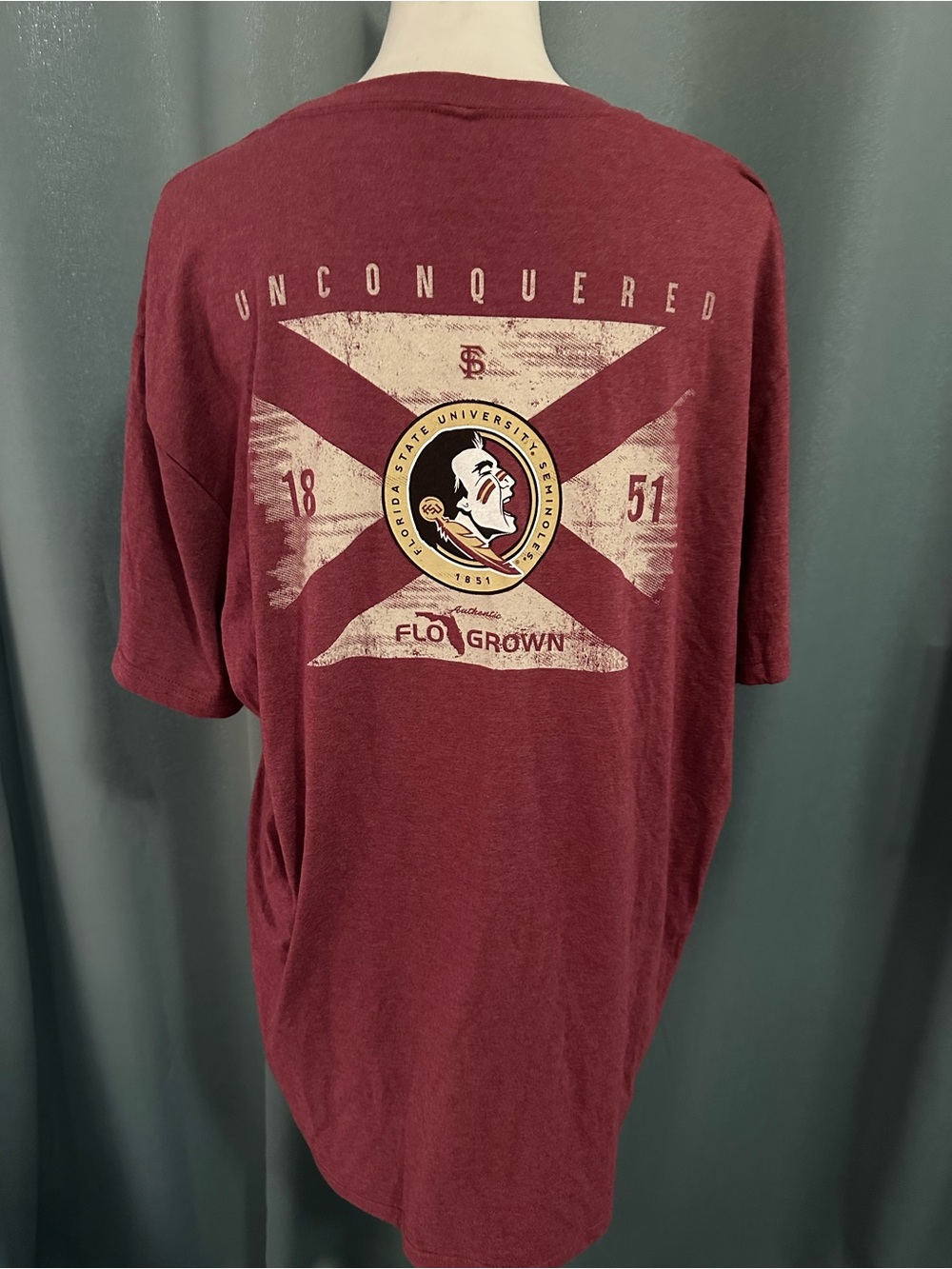 Flo Grown Florida State Seminoles FSU Unconquered T-Shirt Men's 2XL Burgundy